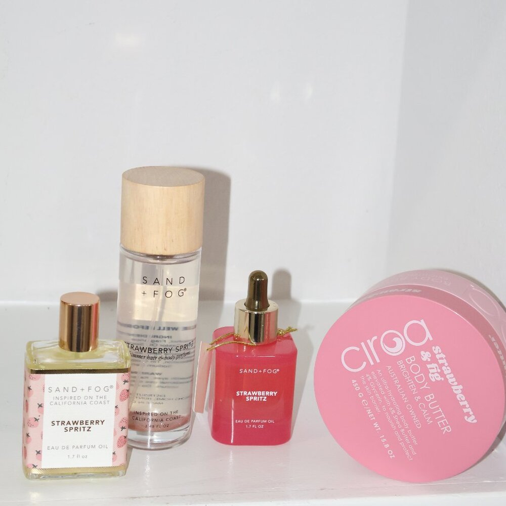 Sand+Fog Strawberry Spritz Fragrance Set Hair Body Perfume Oil Ciroa Body Butter